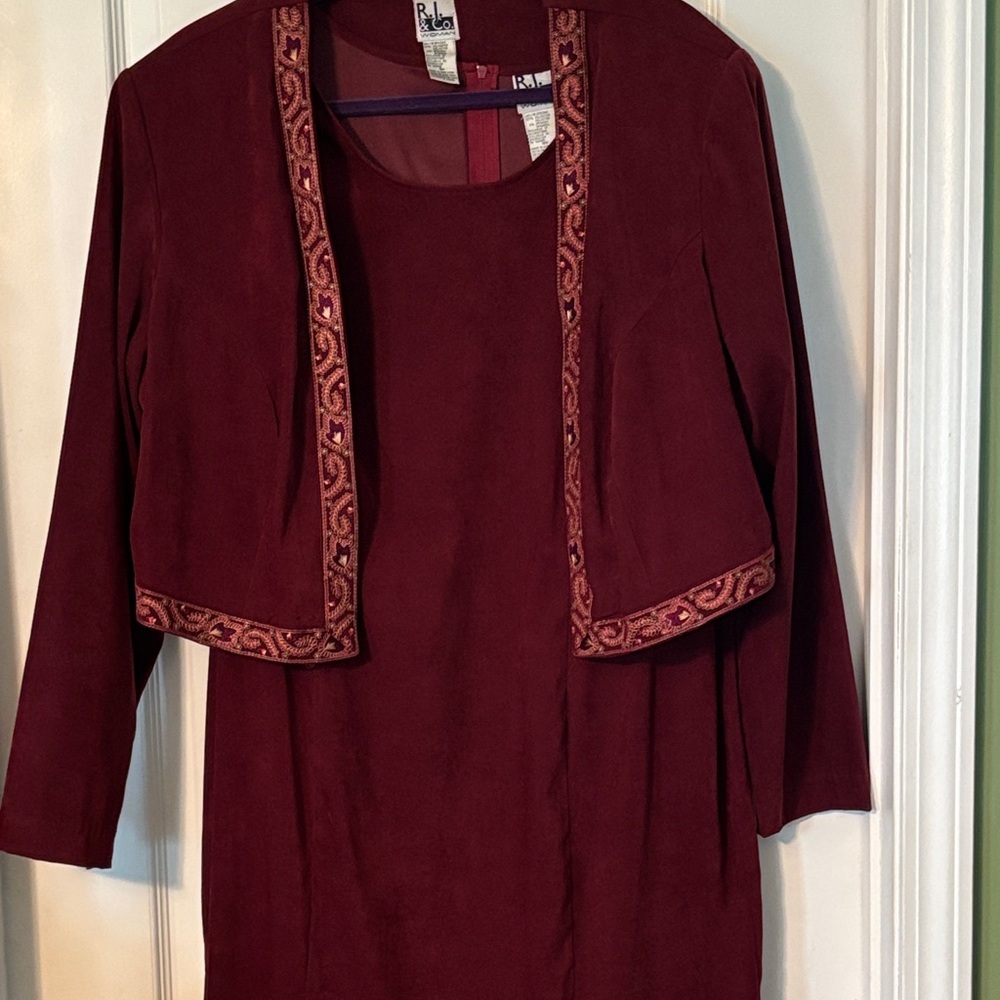 Elegant Burgundy Dress with Jacket